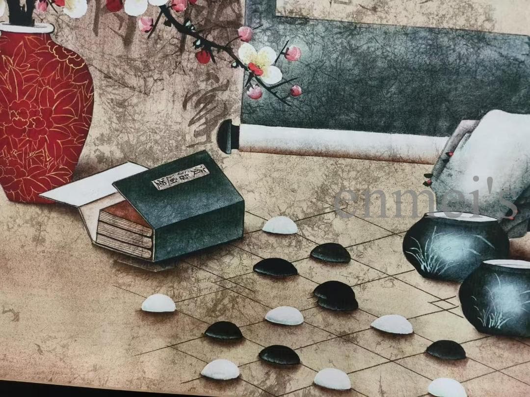 中国古美術 清時代 郎世寧作款 福慶如意図 横幅 宣紙 手描き 掛け軸 水墨画