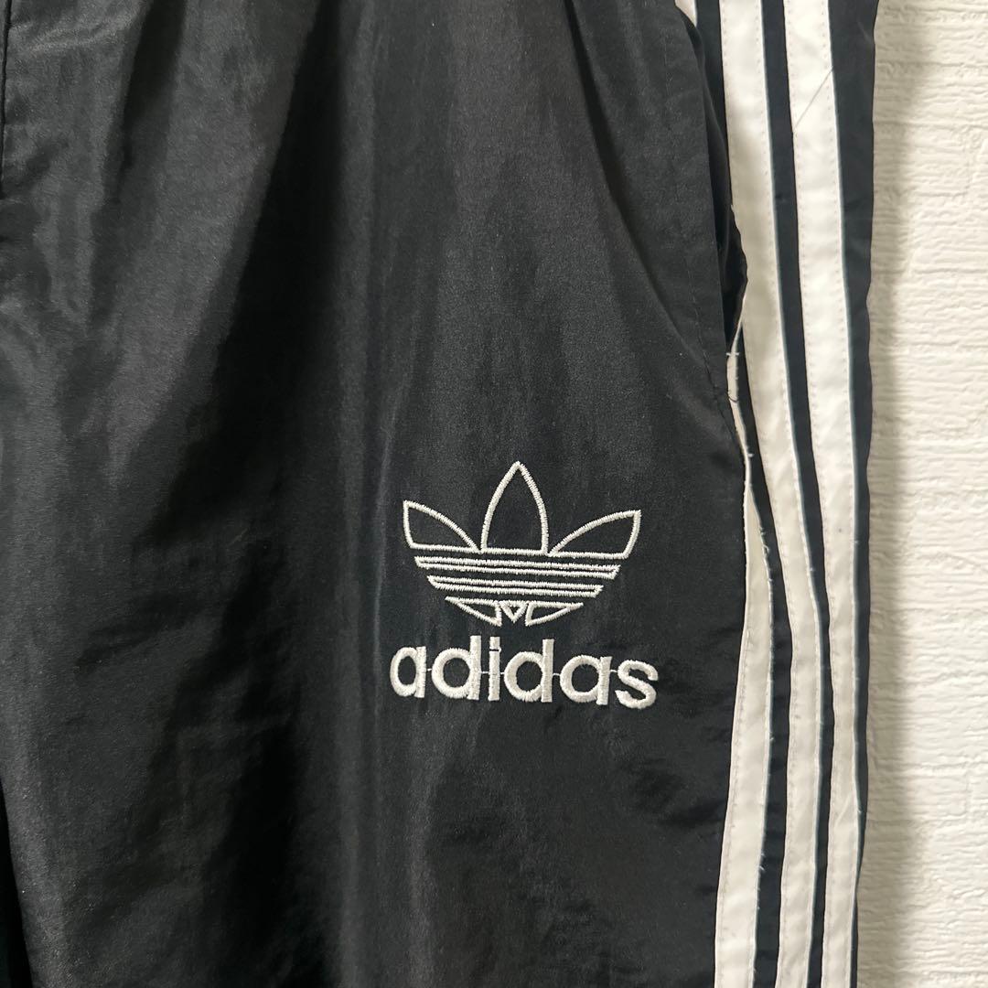 USD adidas ブラック ナイロントラックパンツ 3本ライン