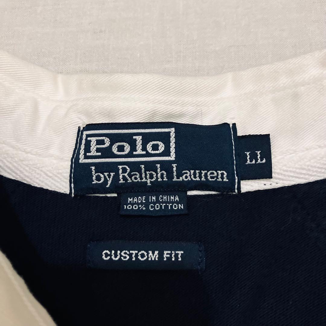 polo ralph laurenラガーシャツ ネイビー エルボーパッチ 長袖