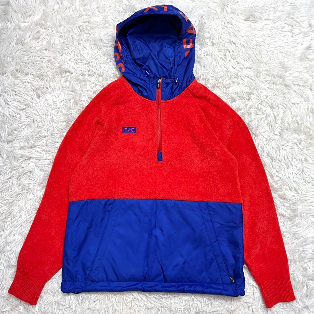 美品✨パーリーゲイツ フリース ナイロンパーカー M ハーフジップ バイカラー