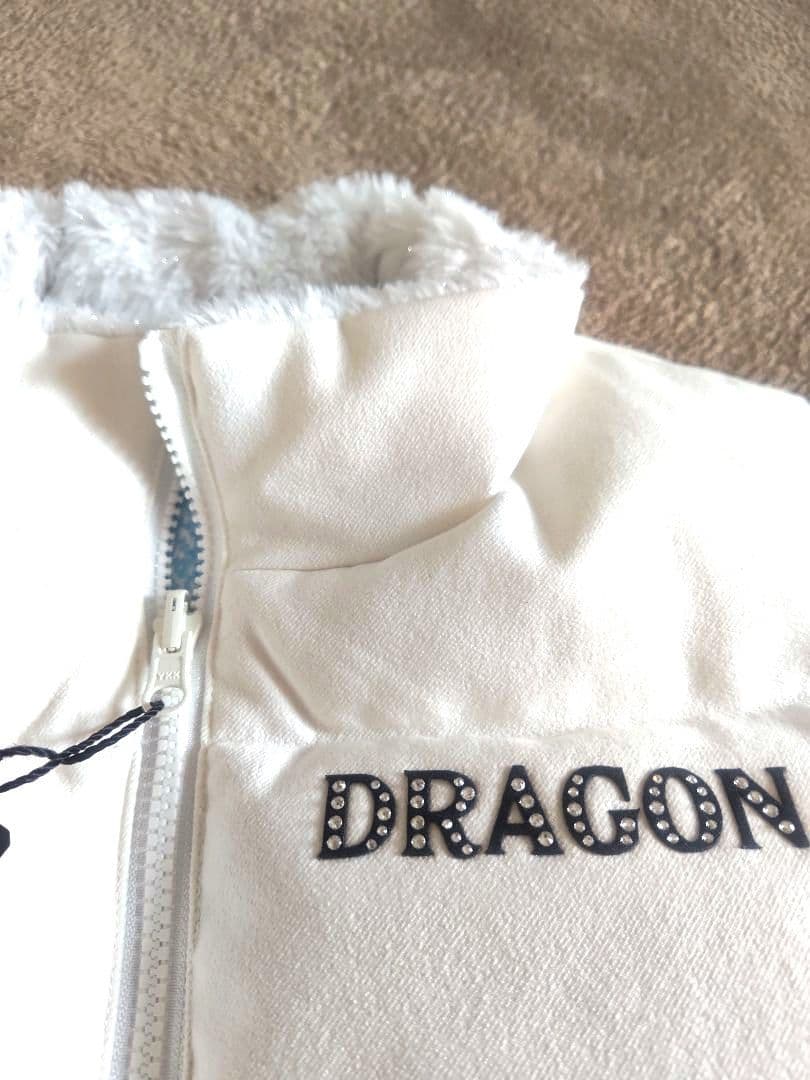 新品　DRAGON リバーシブル　ホワイト &ブルー　ダウンベスト