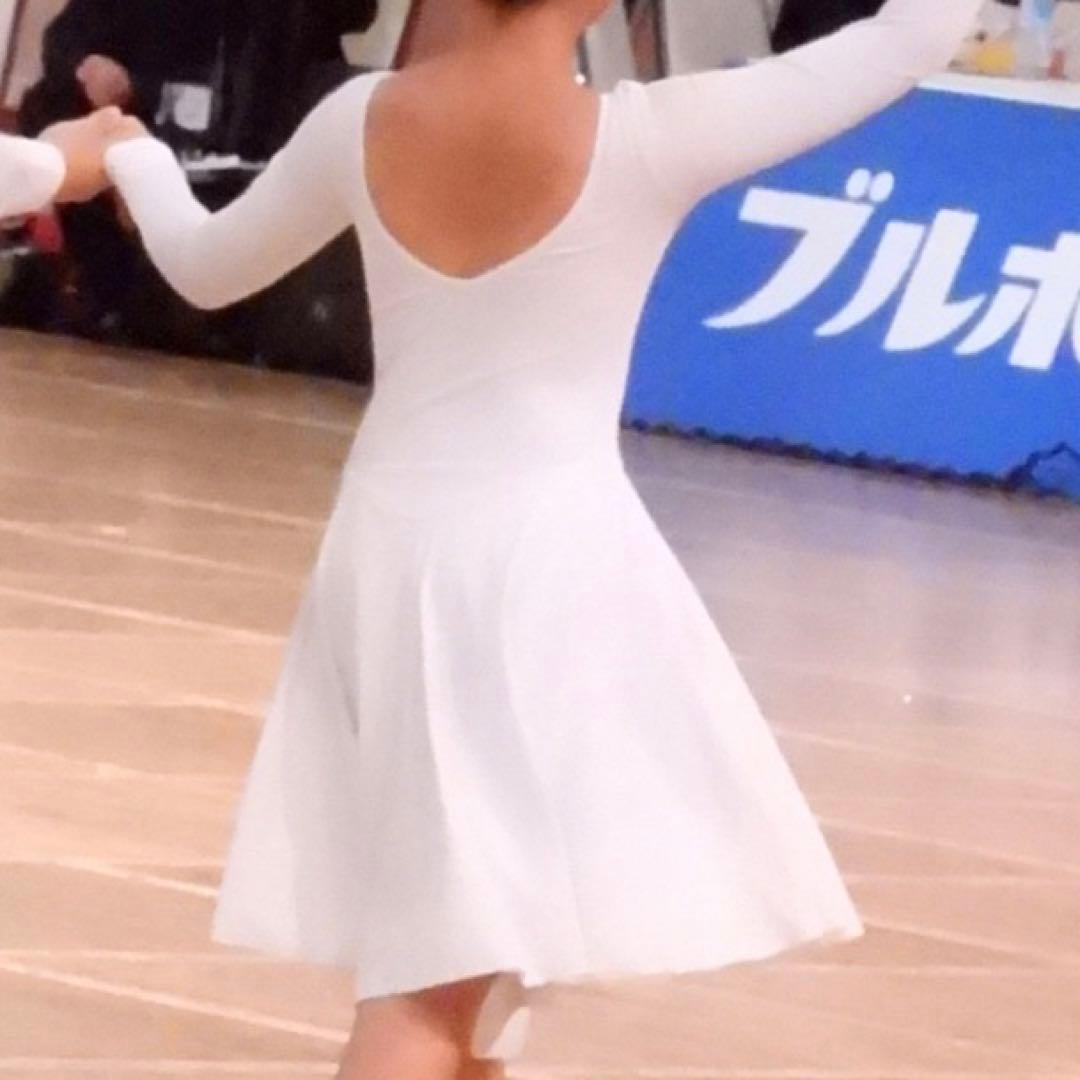 社交ダンス　ジュブナイルドレス　白