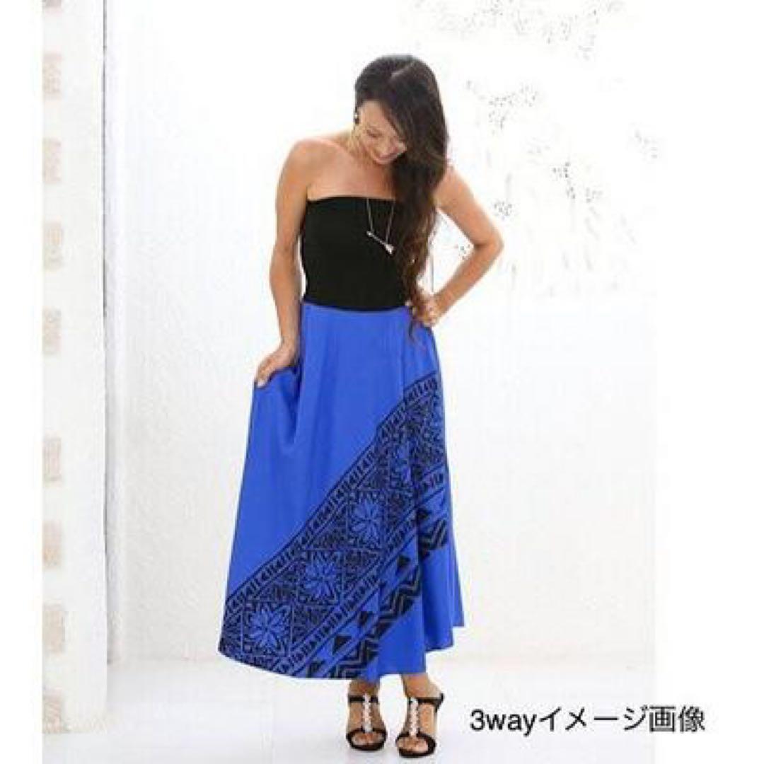 ハワイアン 3way ワンピース フラダンス ハワイアンドレス ティアレ タパ②