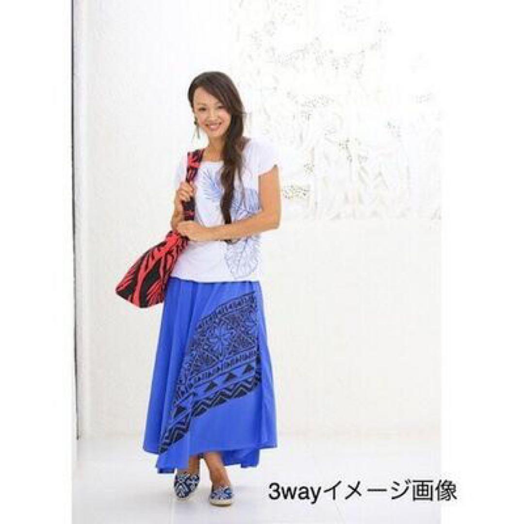 ハワイアン 3way ワンピース フラダンス ハワイアンドレス ティアレ タパ②
