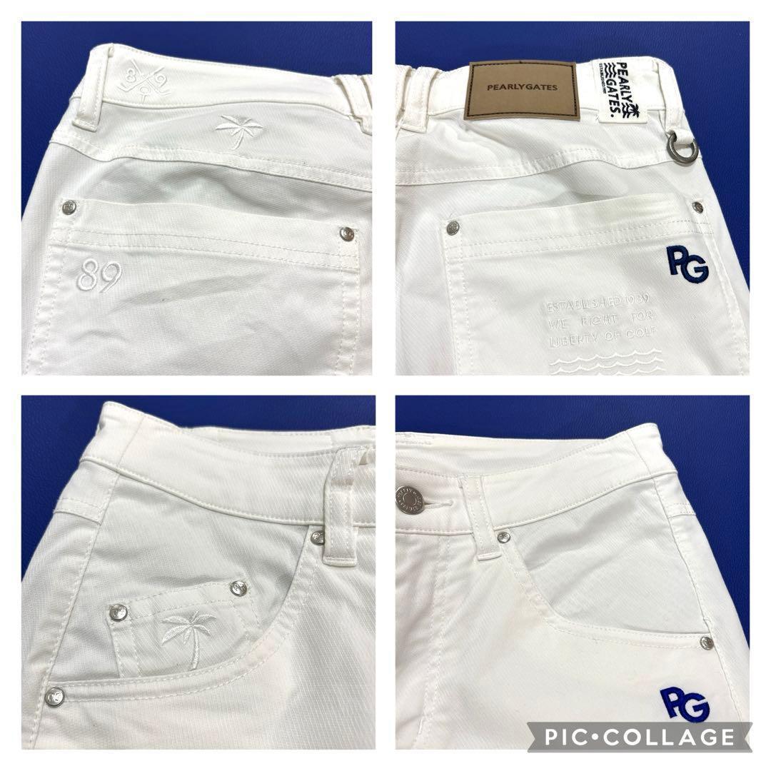 パーリーゲイツ　0/S クロッフドパンツ　アンクル丈　ホワイト　レディース
