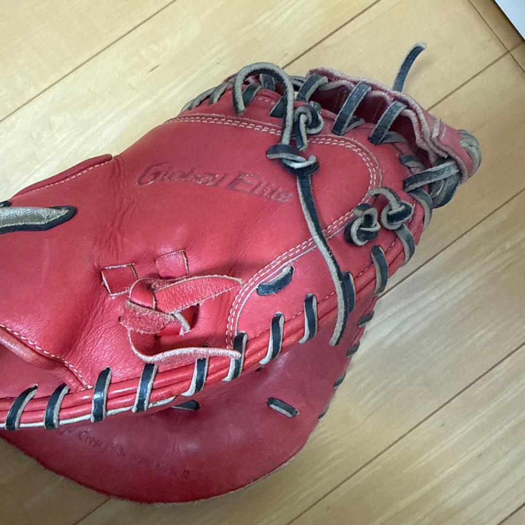 ミズノglobal elite軟式グローブ　赤野球グラブ　ミズノ　袋付き