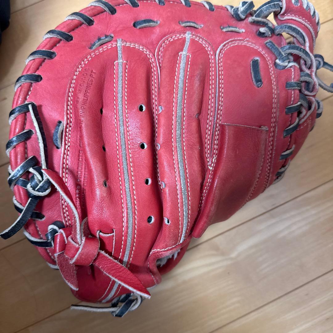 ミズノglobal elite軟式グローブ　赤野球グラブ　ミズノ　袋付き