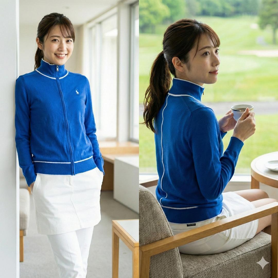 POLO GOLF ラルフローレン ジップジャケット青 刺繍ロゴ トラックトップ