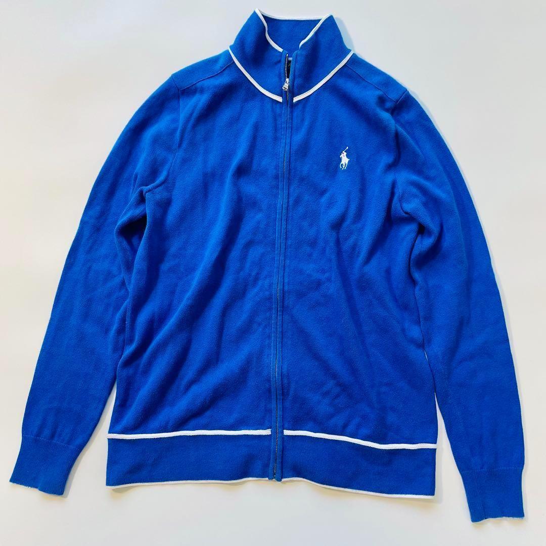 POLO GOLF ラルフローレン ジップジャケット青 刺繍ロゴ トラックトップ