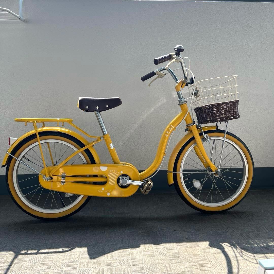 【引き取りのみ】子供用自転車 サカモトテクノ 18インチ 黄色 補助輪付き