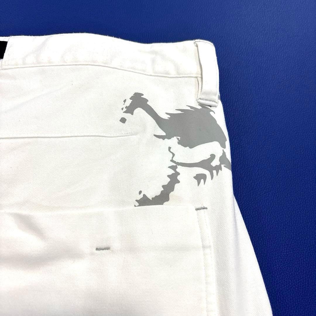 オークリー　33 ロングパンツ　ホワイト　メンズ　ゴルフ　スカル　カービング