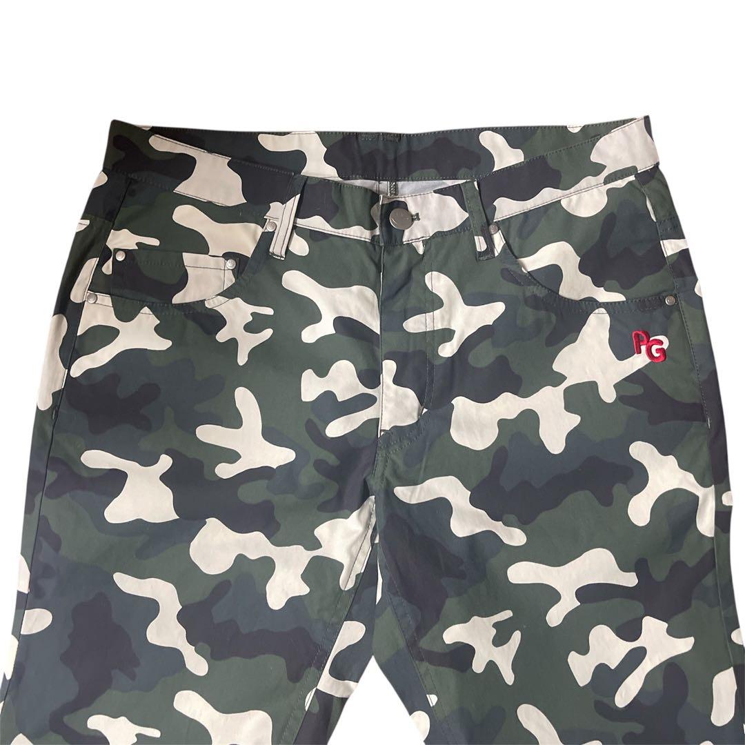 極美品　パーリーゲイツ　パンツ　迷彩　カモ柄　M〜L相当　アーミー　4 白　黒