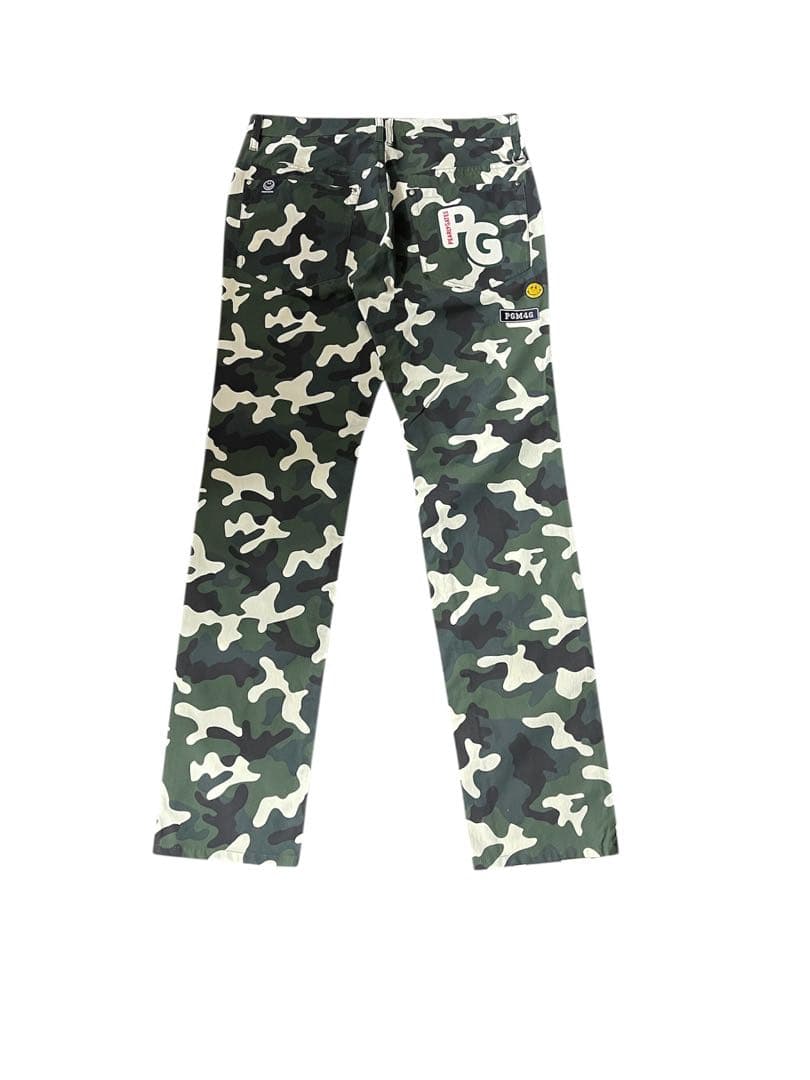 極美品　パーリーゲイツ　パンツ　迷彩　カモ柄　M〜L相当　アーミー　4 白　黒
