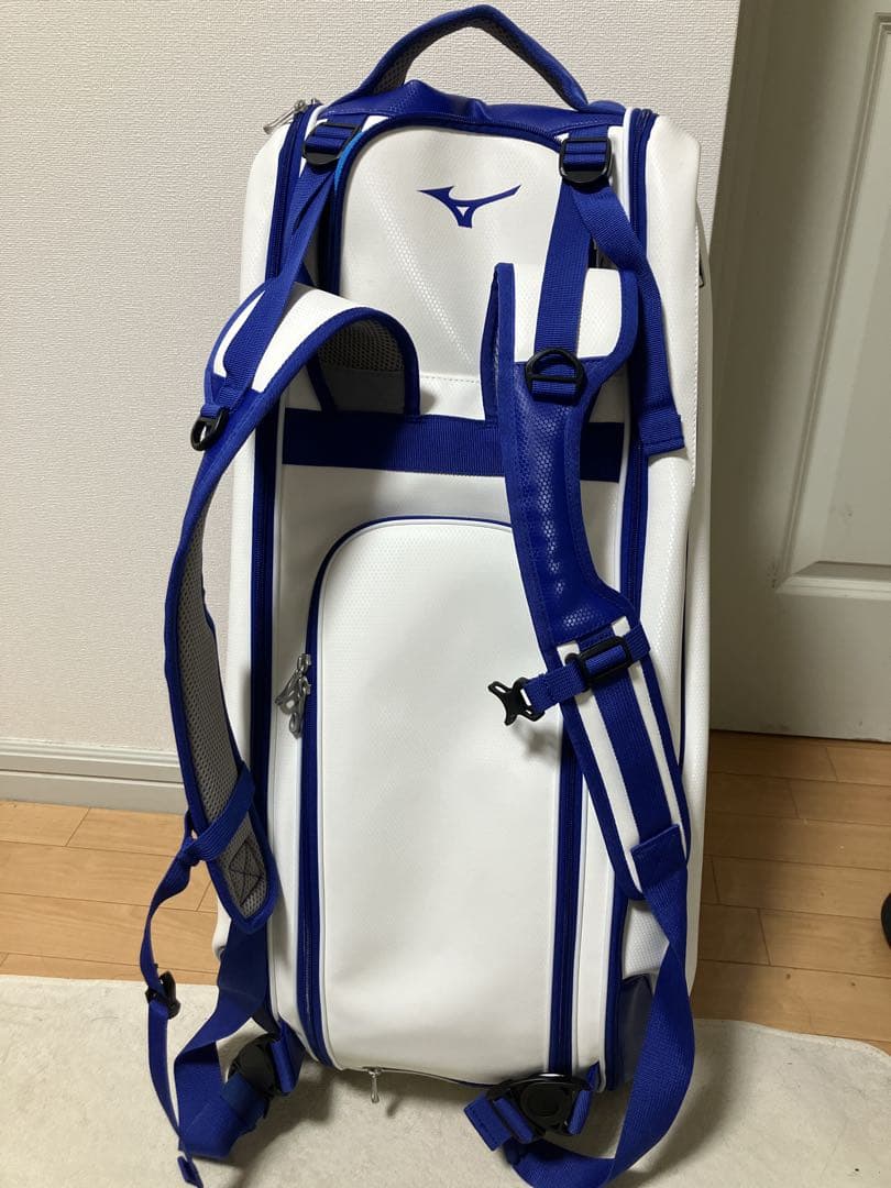 Mizuno テニスラケットバッグ 青/白　バドミントンラケットバック　9本