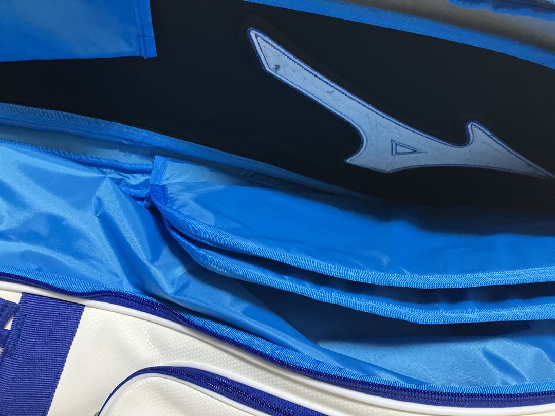 Mizuno テニスラケットバッグ 青/白　バドミントンラケットバック　9本