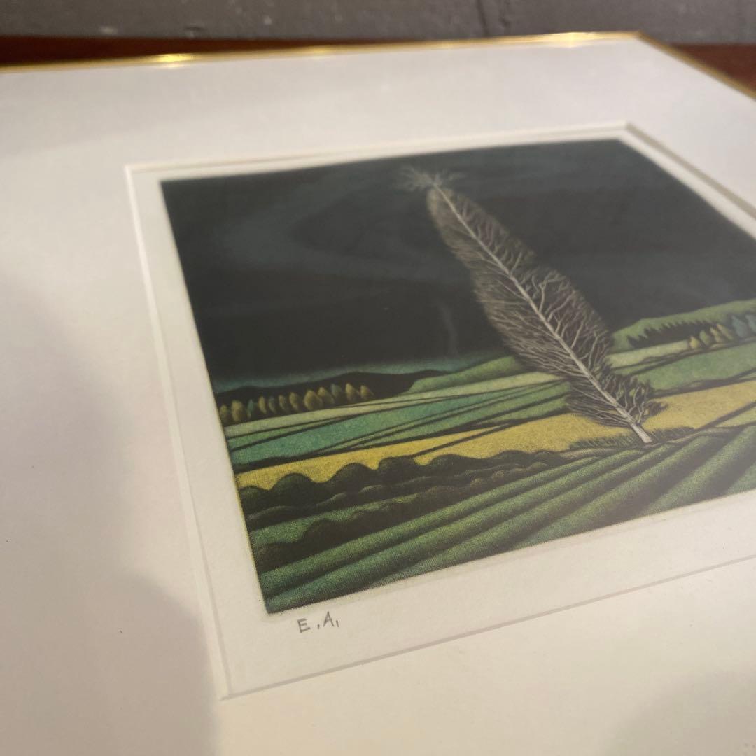 広田雅久 『立ち木』 カラーメゾチント 銅版画 絵画額装品 アート E,A