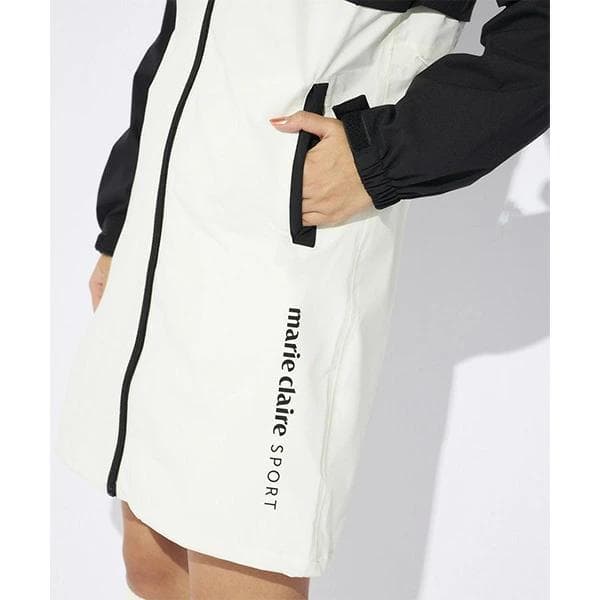 B品★マリ・クレールゴルフ★長袖半袖レインウェアレッグカバー付き★L/BK
