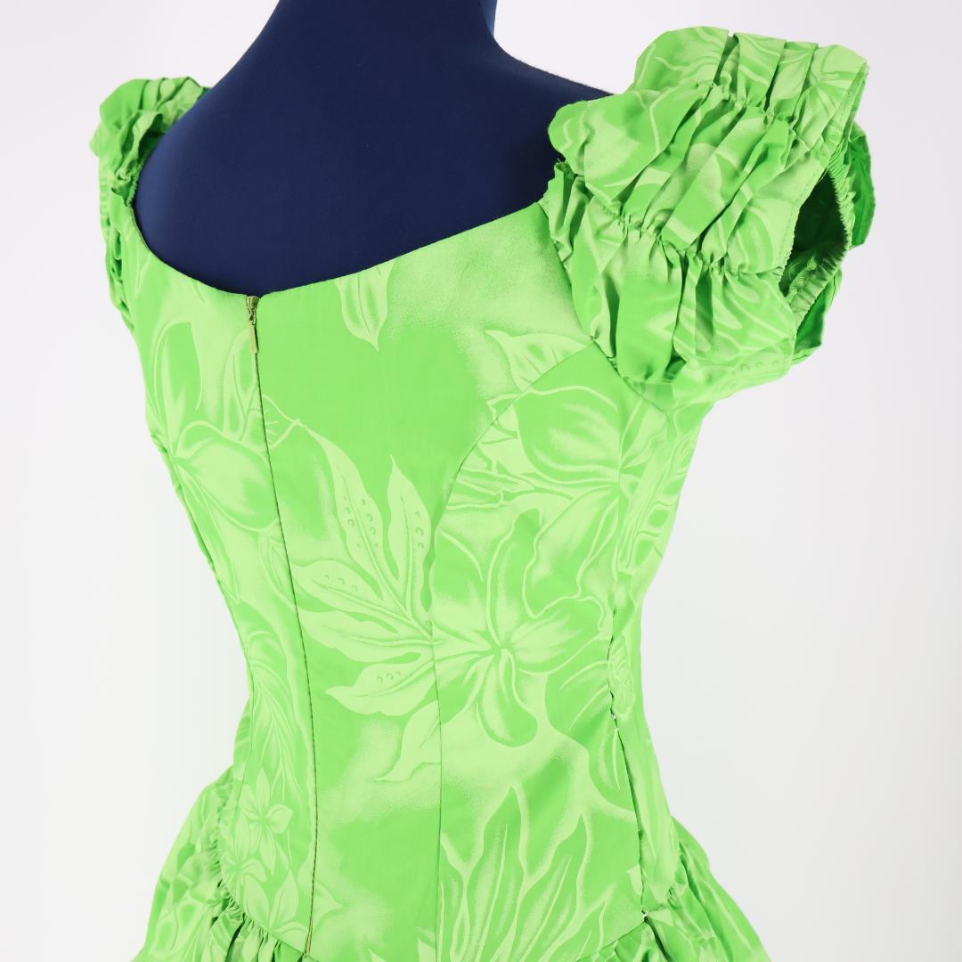 【美品 ハワイ製フラダンス用衣装】黄緑色 CC Fashions ワンピース