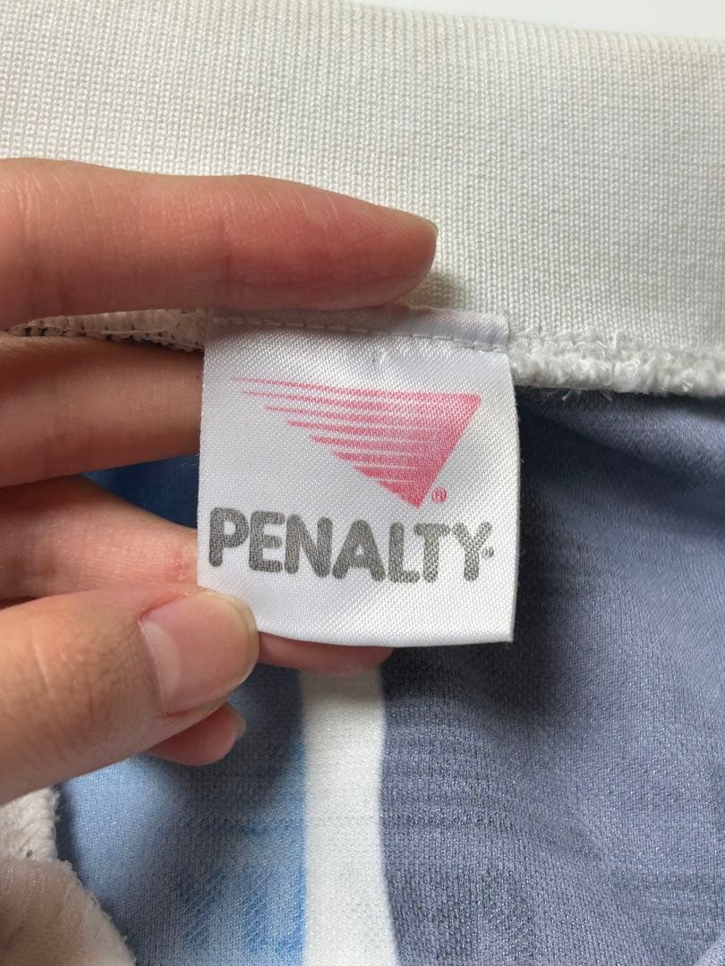 PENALTY ストライプ　ブラック/ブルー　長袖サッカーシャツ　襟付　Oサイズ