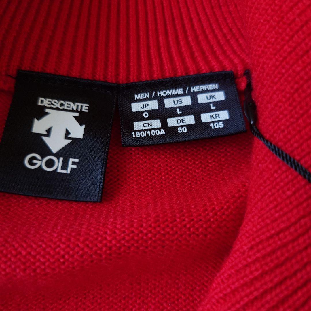 DESCENTE GOLF　赤いハーフジップ長袖セーター