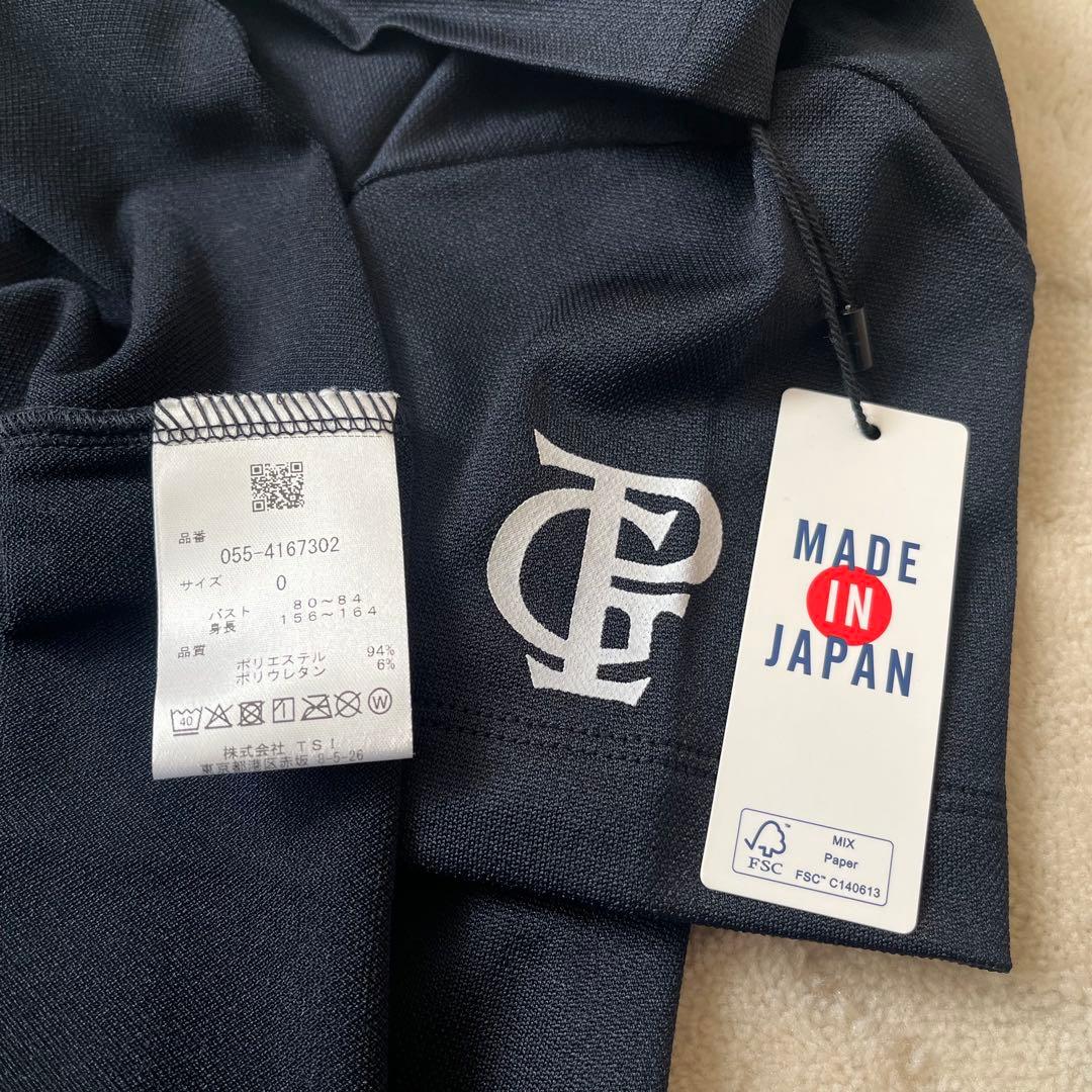 新品★パーリーゲイツ モックネックシャツ 半袖ハイネック 濃紺×白ロゴ ０