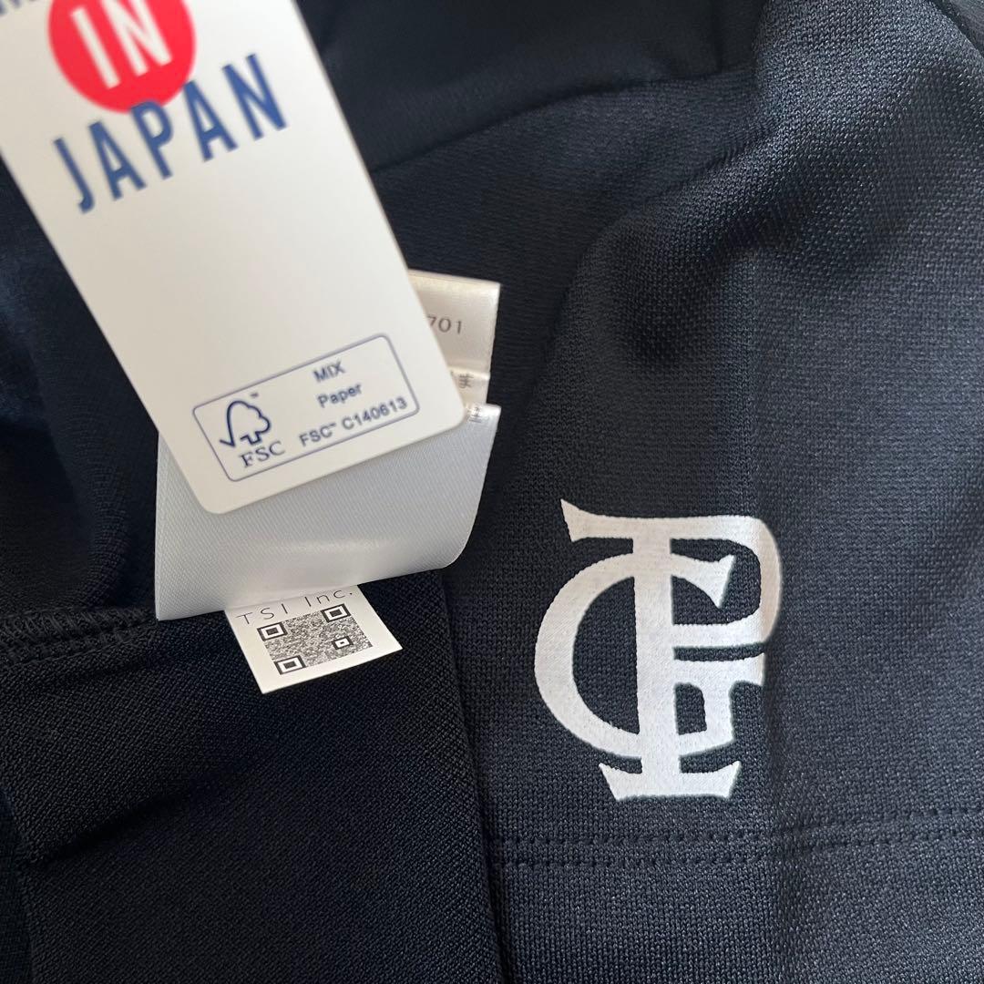 新品★パーリーゲイツ モックネックシャツ 半袖ハイネック 濃紺×白ロゴ ０