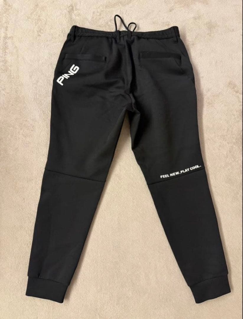 【美品】PINGピン　ダンボールニットジョガーパンツ　360ストレッチ　黒　LL