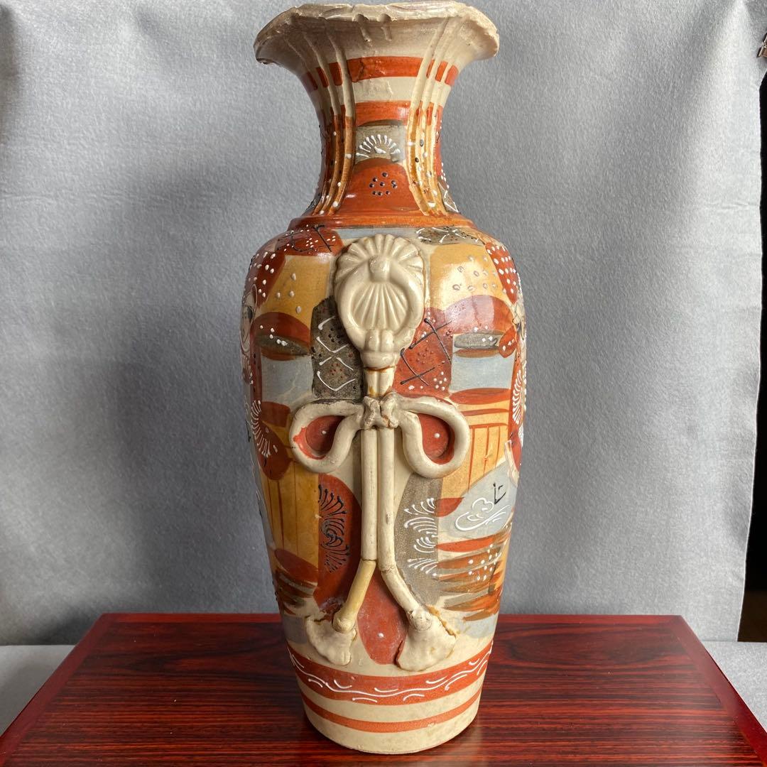 錦光山花瓶　江戸時代中期 色絵　阿蘭陀陶器　人物図大花瓶 耳付 飾壺 骨董品