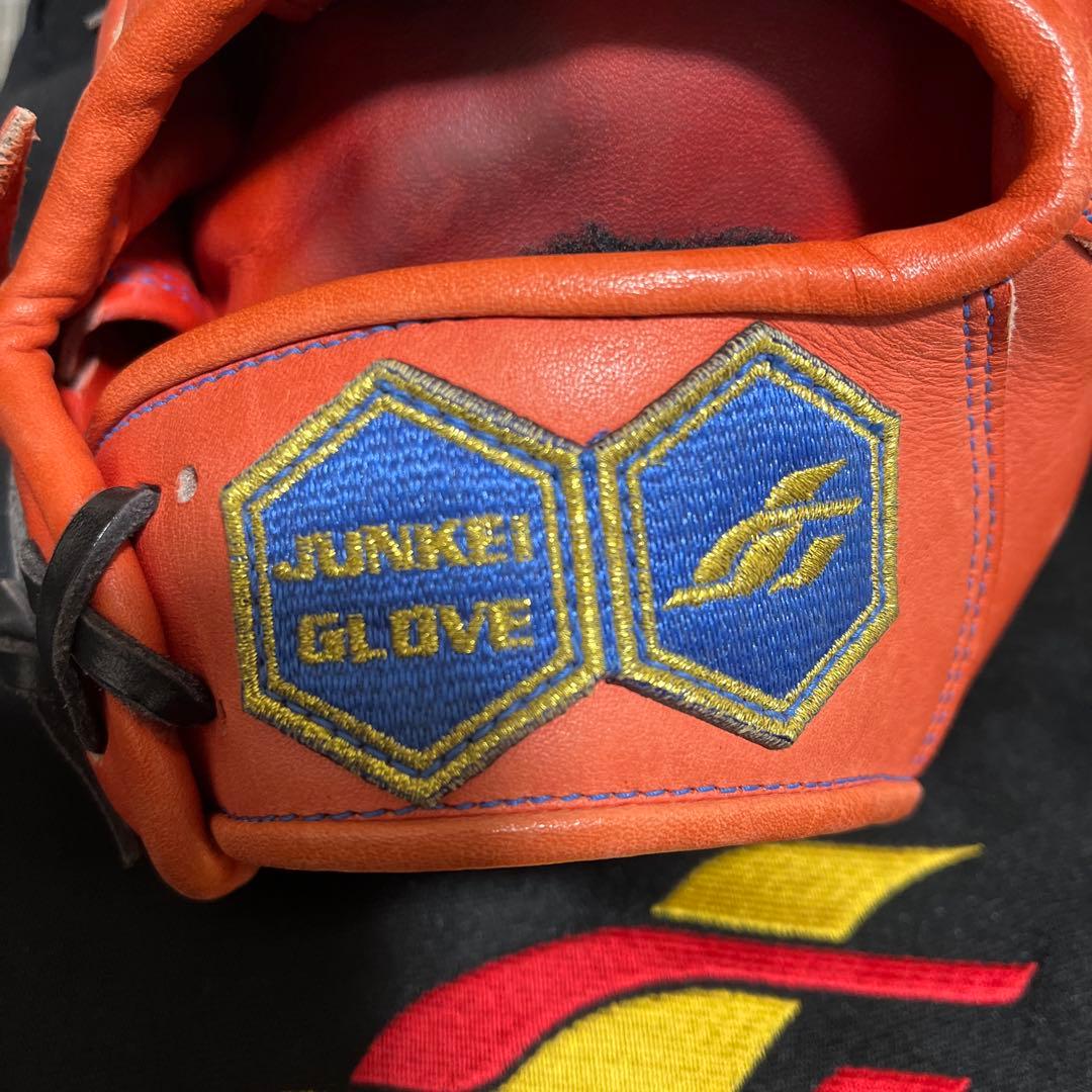 JUNKEI-GLOVE オレンジ 硬式グローブ内野用 収納袋付き