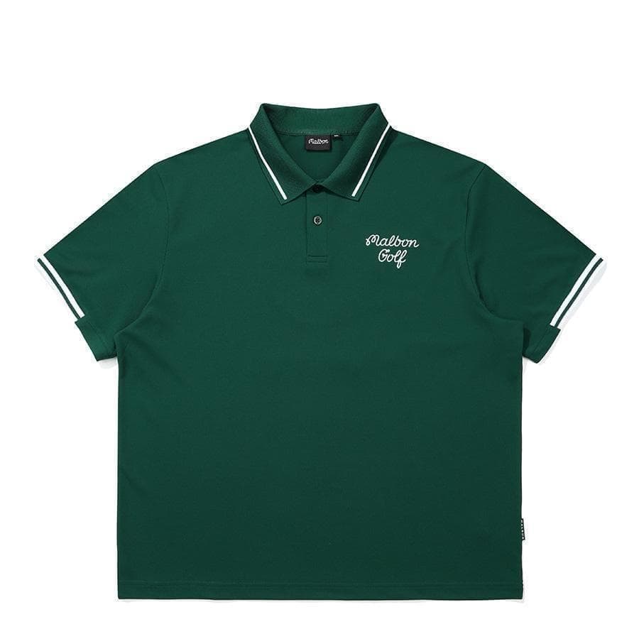 マルボンゴルフ ポロシャツ malbon golf メンズ 半袖 シャツ 緑色L