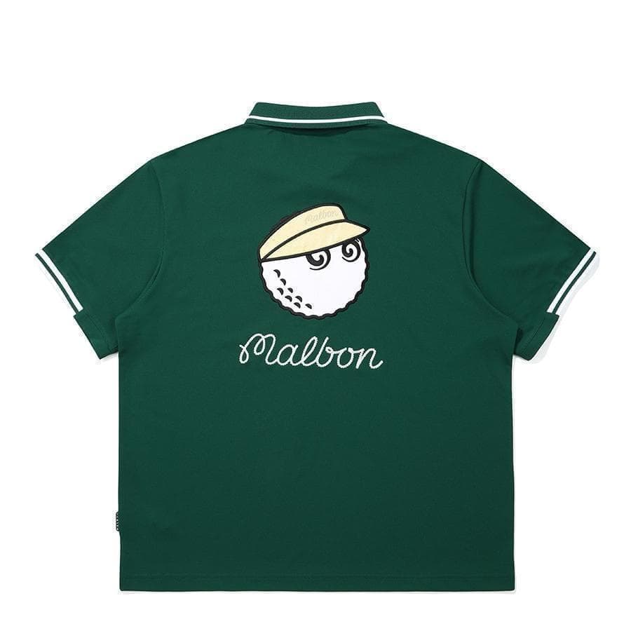 マルボンゴルフ ポロシャツ malbon golf メンズ 半袖 シャツ 緑色L