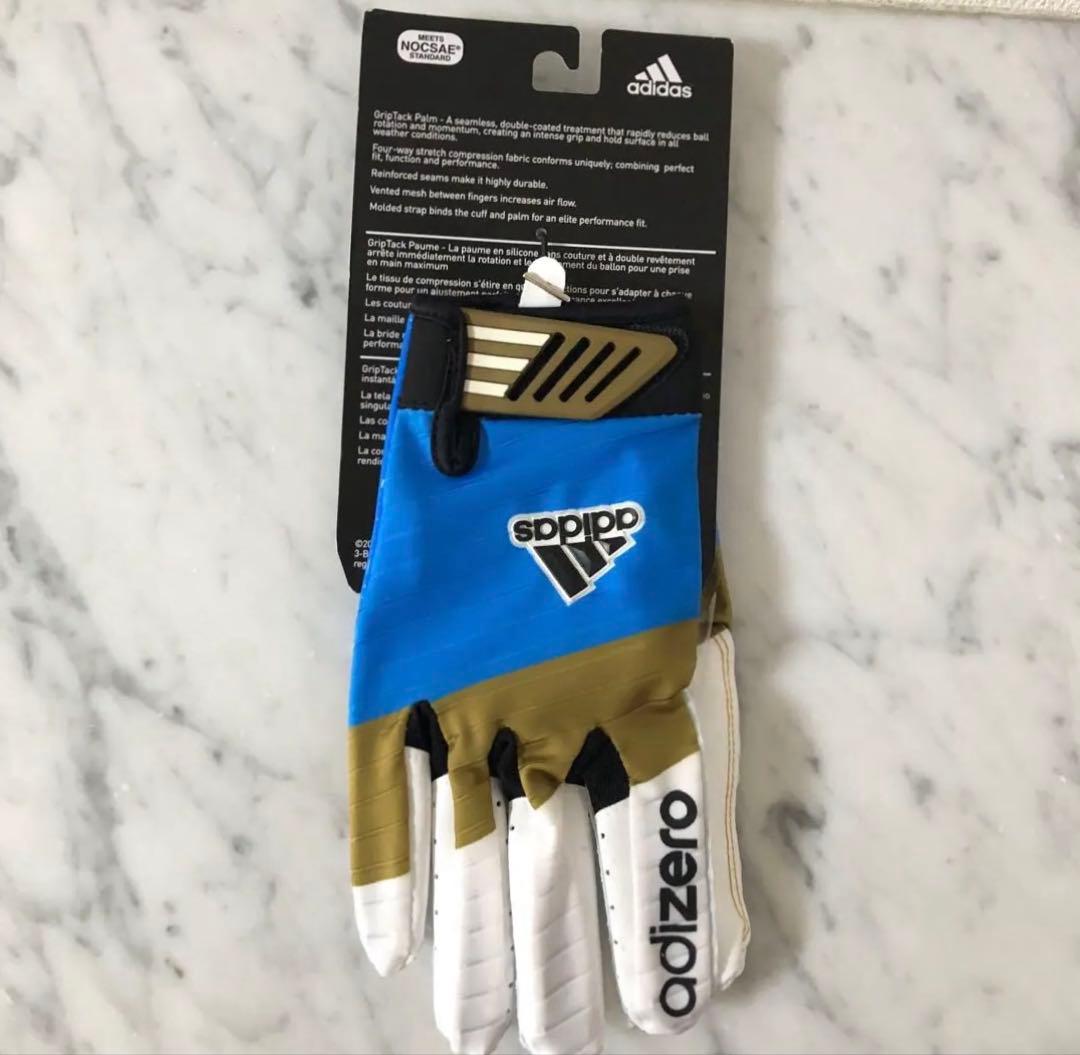 adidas adizero グローブ 青/金/白　アメフトグローブ
