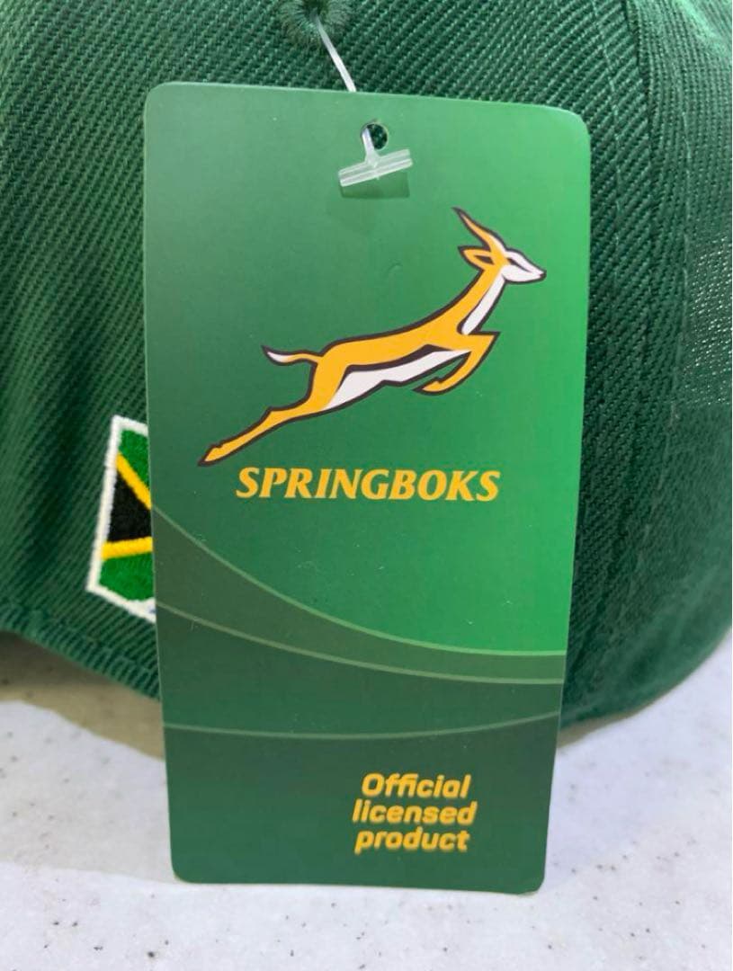 ラグビーSPRINGBOKS 南アフリカ代表キャップ 刺繍デザイン「緑」