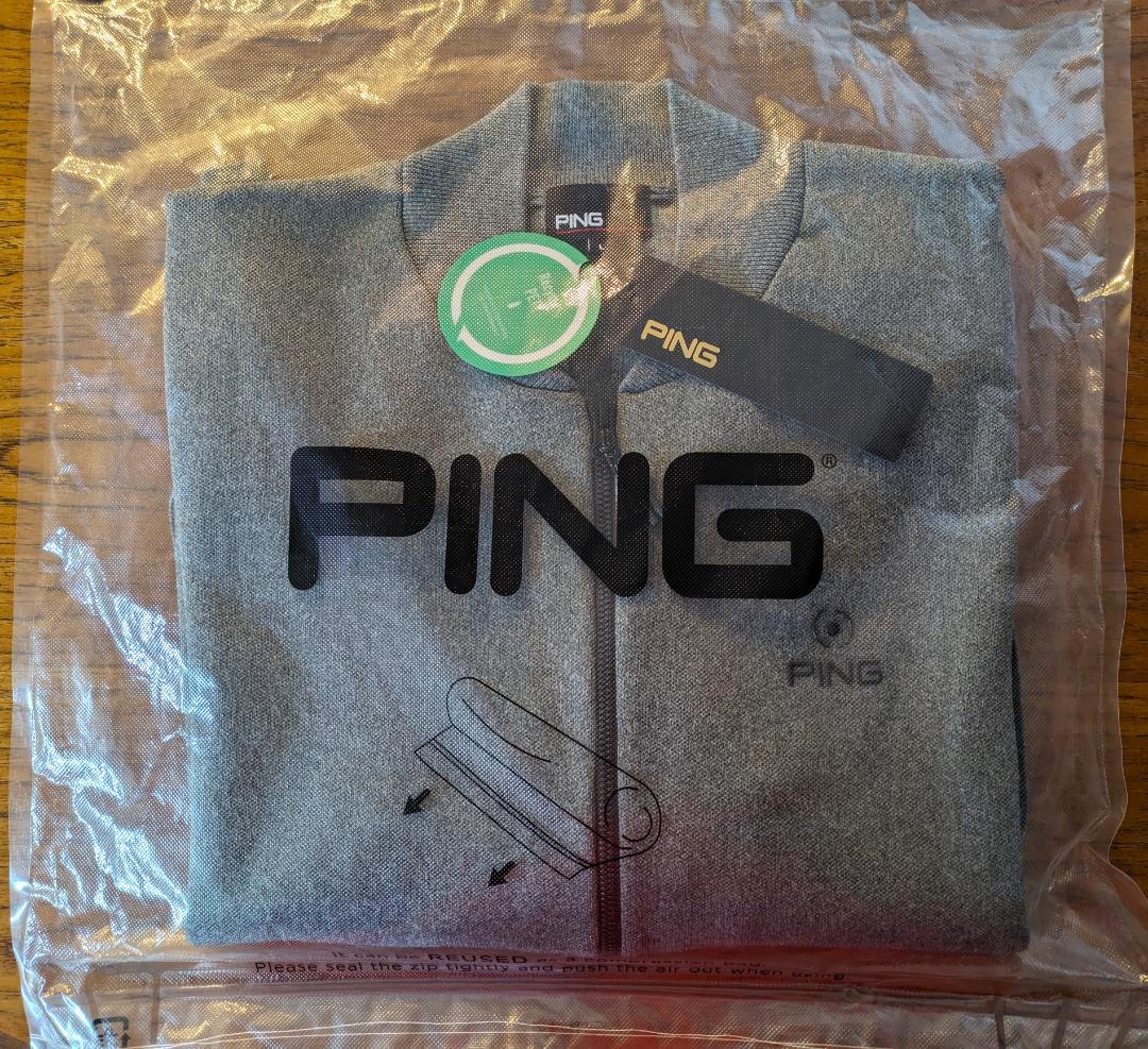 【新品／タグつき】PING　フルジップニットブルゾン　グレー　Ｌ