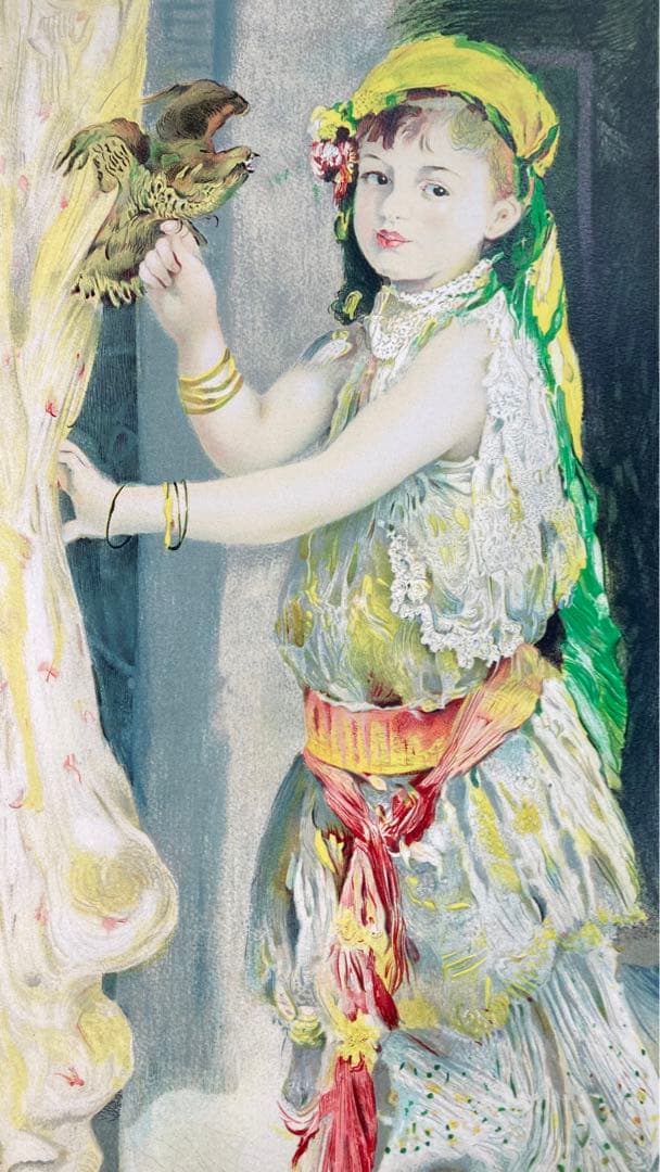 【真作】オーギュスト・ルノワール「鷹を持つ少女」リトグラフ 300部限定 版画
