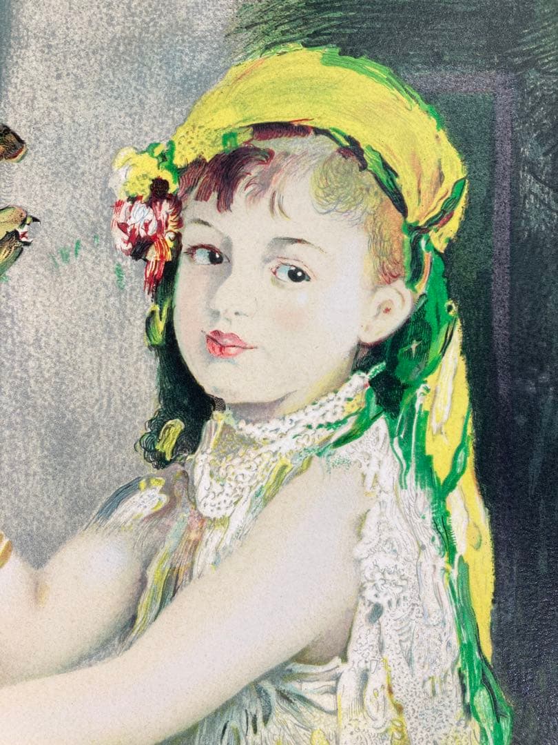 【真作】オーギュスト・ルノワール「鷹を持つ少女」リトグラフ 300部限定 版画
