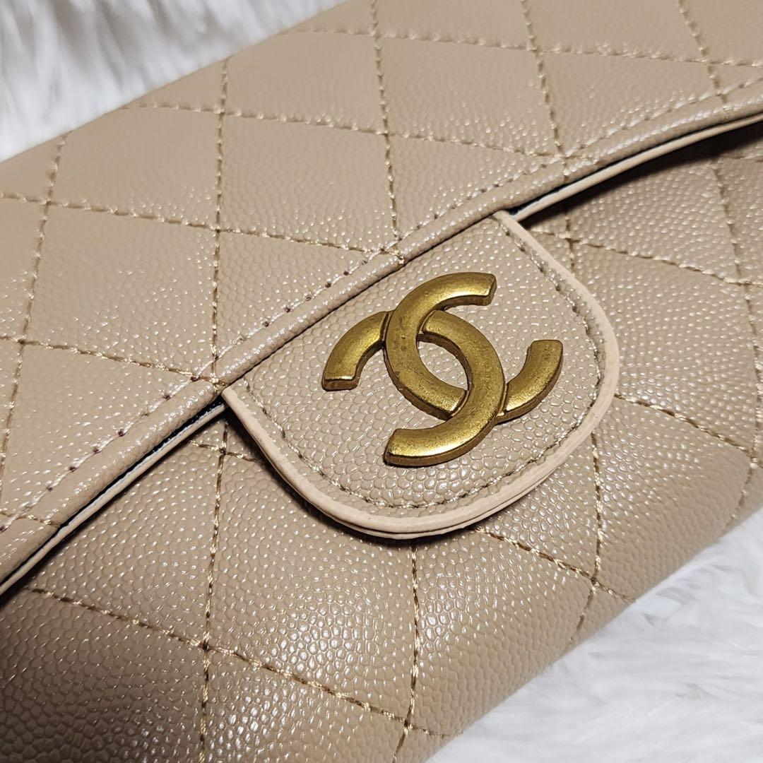 商*可様 CHANEL　チェーンウォレット　ショルダー　長財布　ベージュ