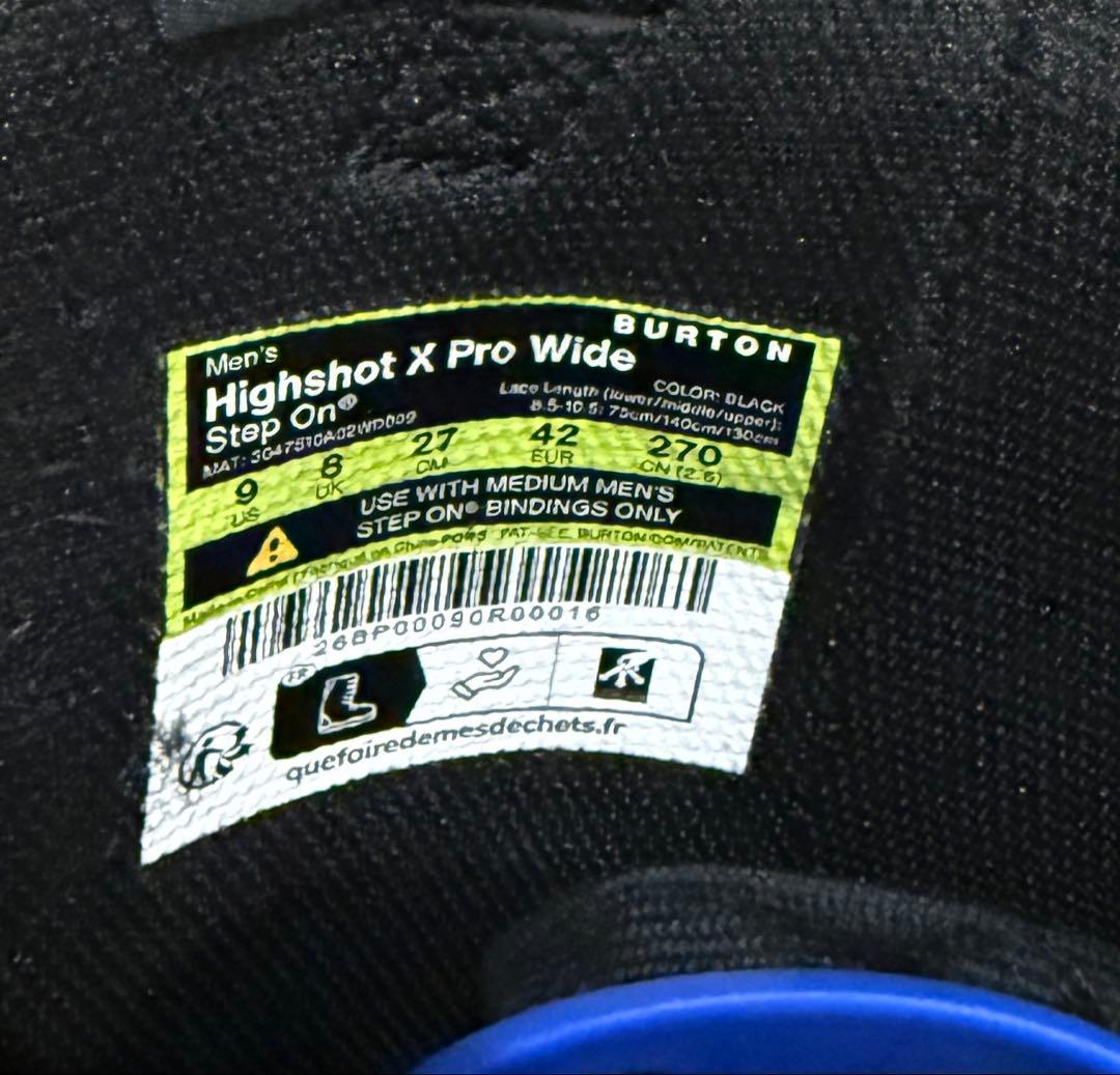 バートン　Highshot X Pro Wide 27.0cm