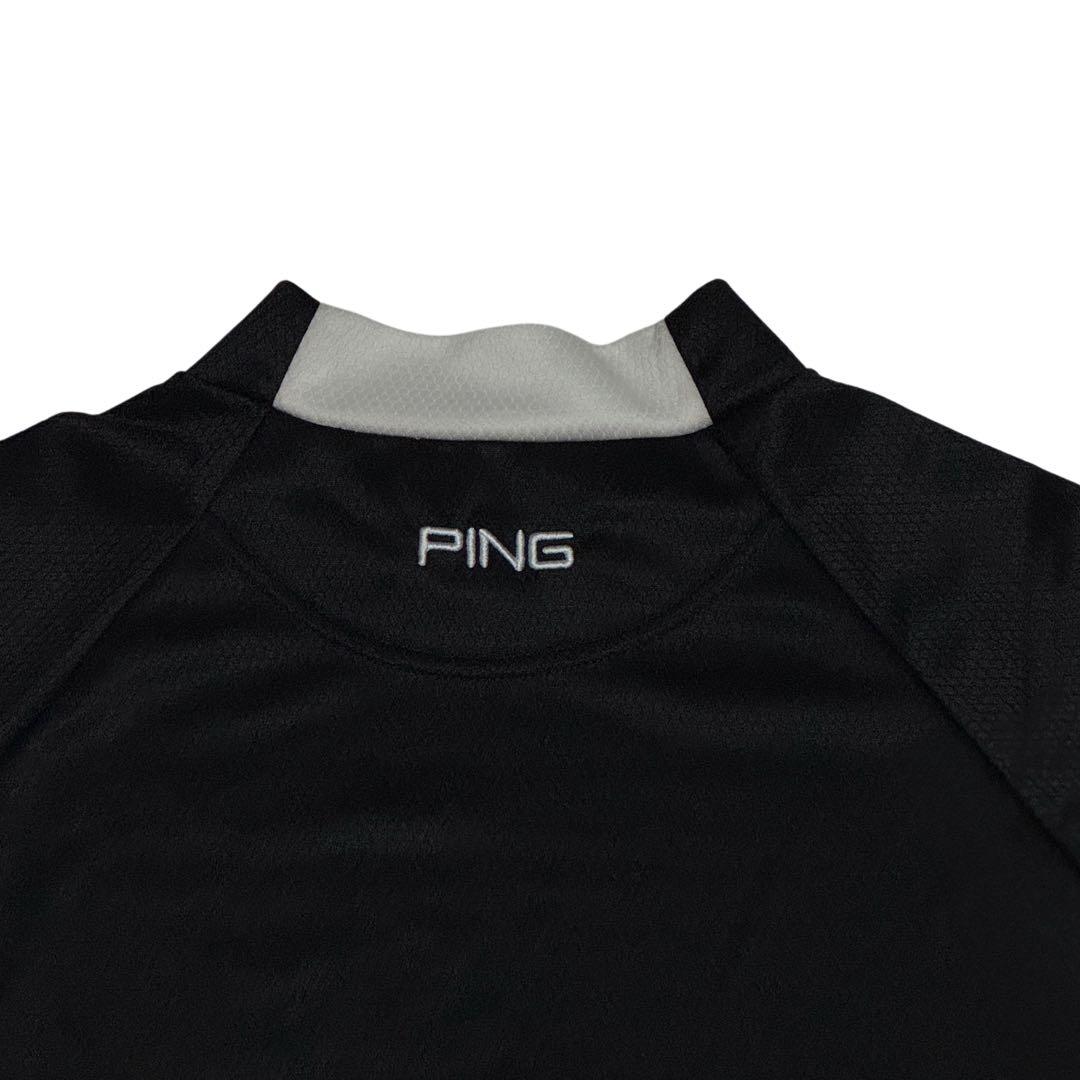 PING半袖モックネックシャツブラック　サイズLL 速乾ストレッチゴルフ夏