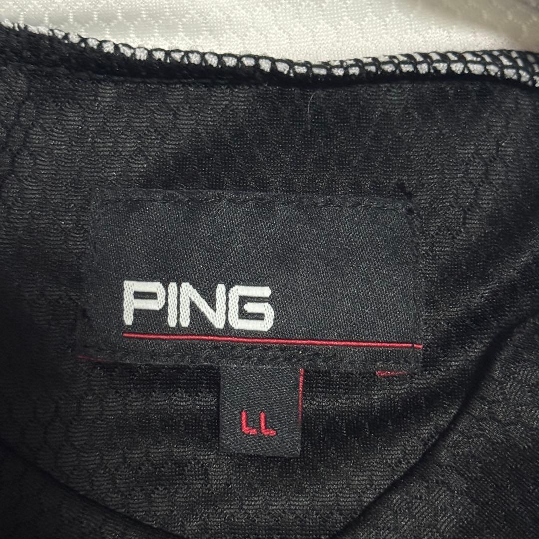 PING半袖モックネックシャツブラック　サイズLL 速乾ストレッチゴルフ夏