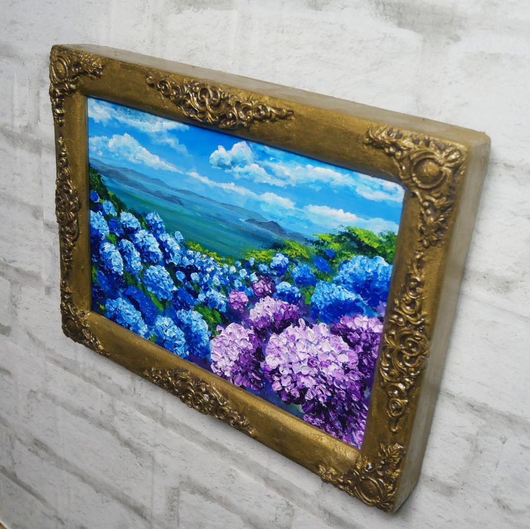 油絵 油彩 油彩画 絵画 絵【紫雲出山の紫陽花】