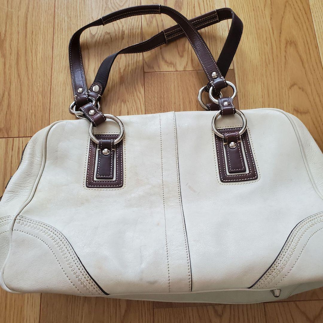COACH ホワイトレザー ハンドバッグ 大きめ