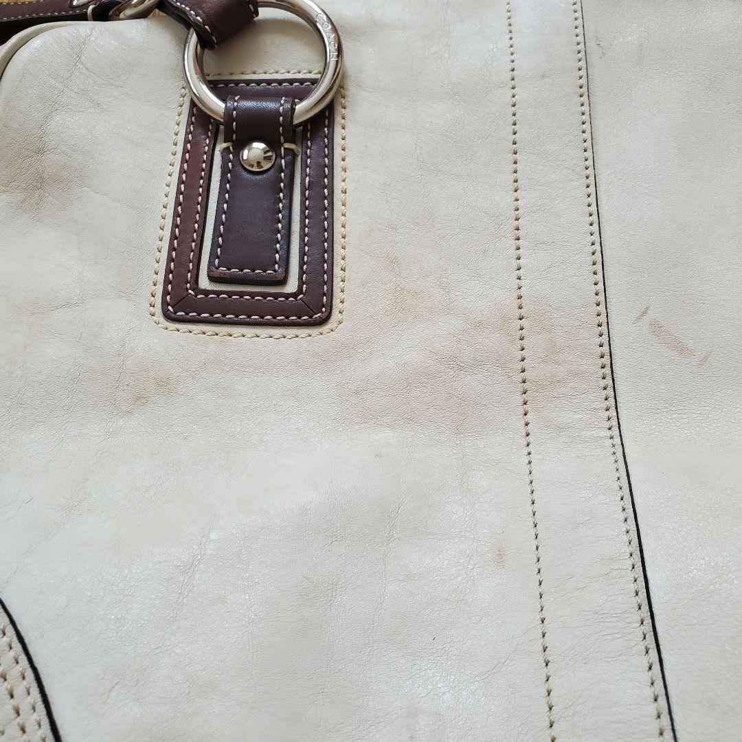 COACH ホワイトレザー ハンドバッグ 大きめ