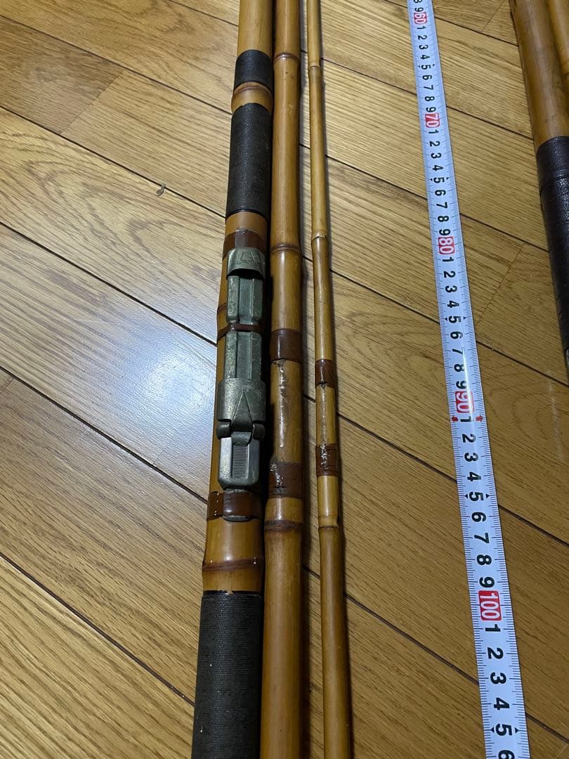 和竿　昭和製　竹製　手製？リール竿　2本セット