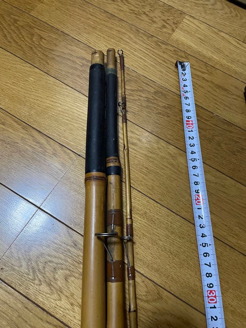 和竿　昭和製　竹製　手製？リール竿　2本セット