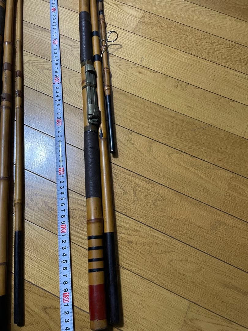 和竿　昭和製　竹製　手製？リール竿　2本セット