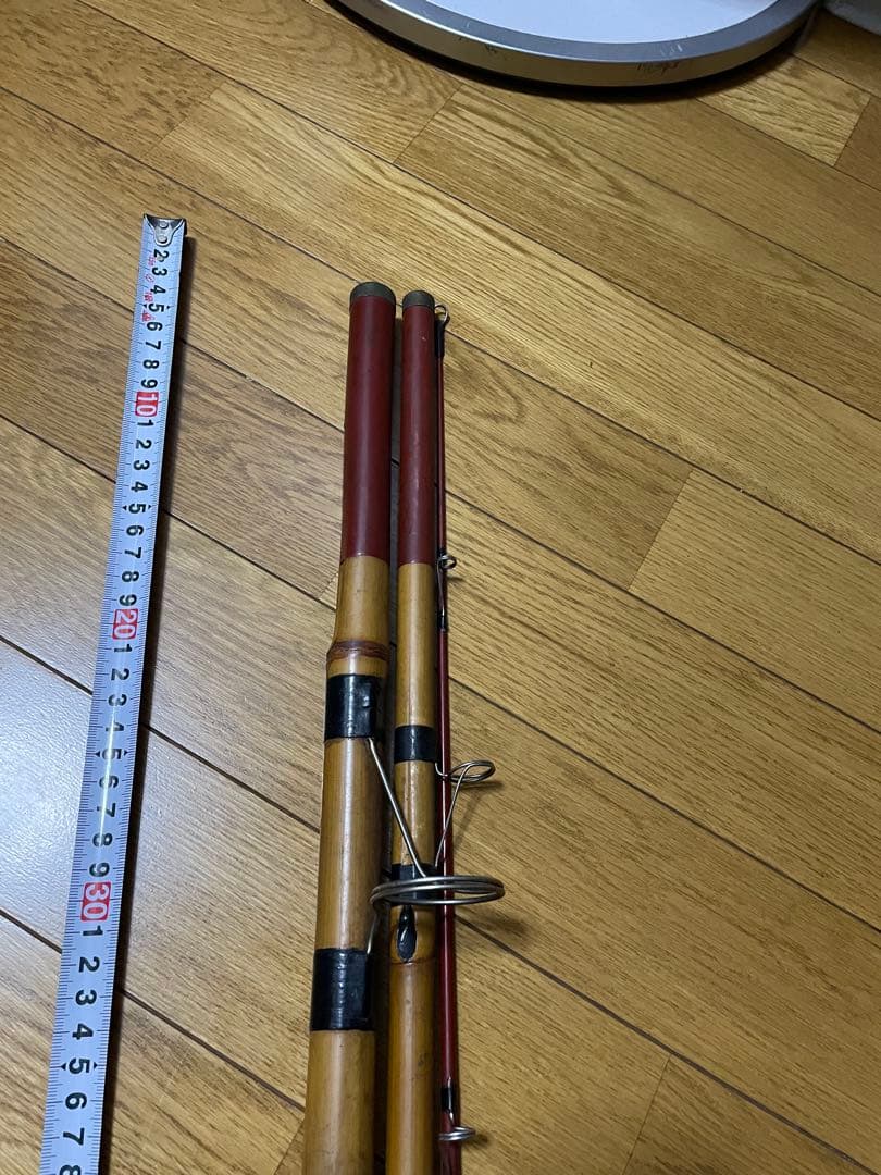和竿　昭和製　竹製　手製？リール竿　2本セット