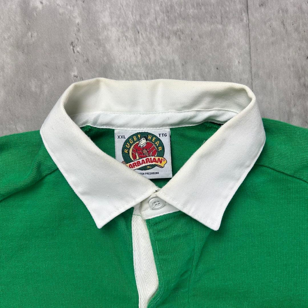 バーバリアン カナダ製 長袖 ラガーシャツ グリーン 2XL 6492