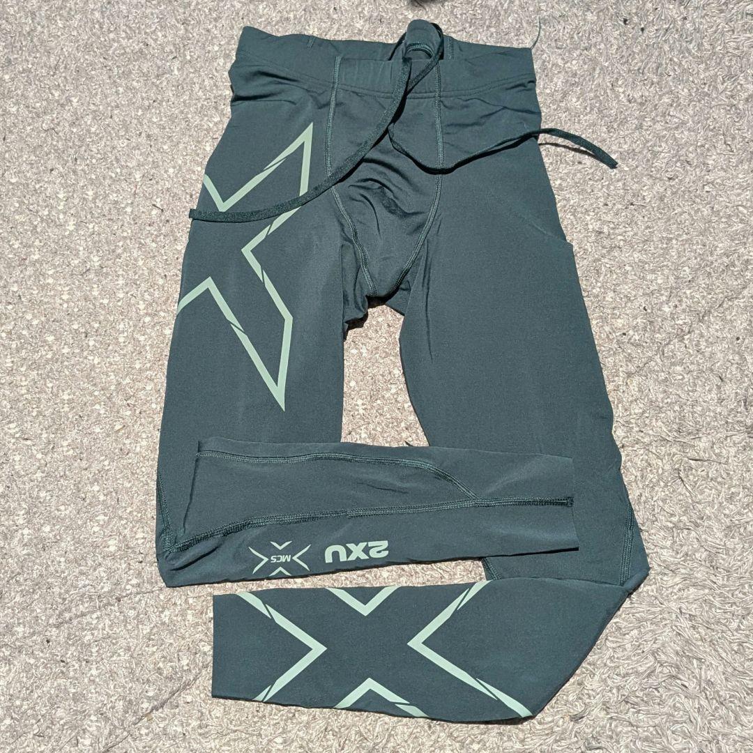 2XU メンズ ロングタイツ XS ダークグリーン