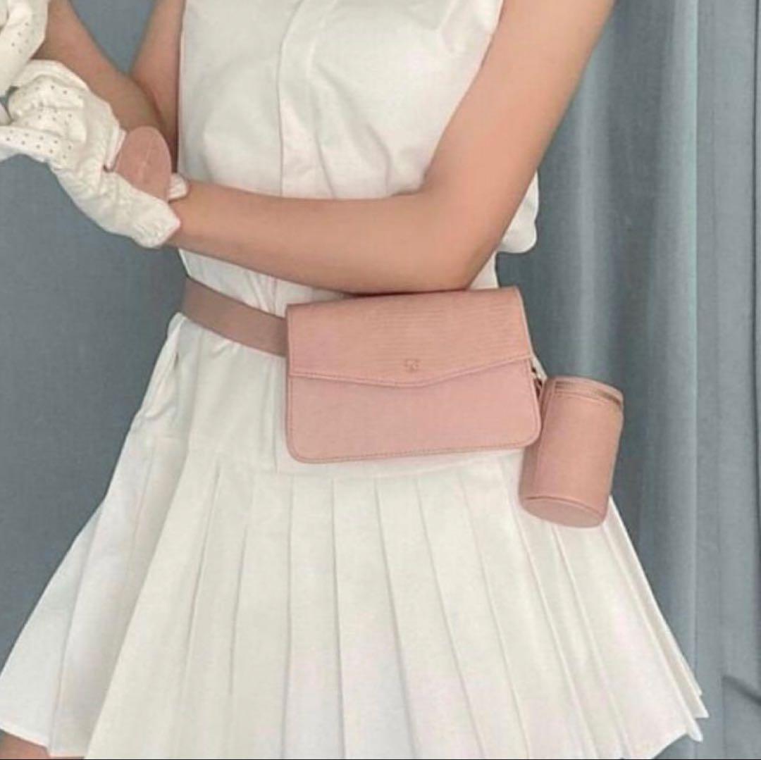 新品タグ付き未使用品/eimygolfウエストポーチピンク